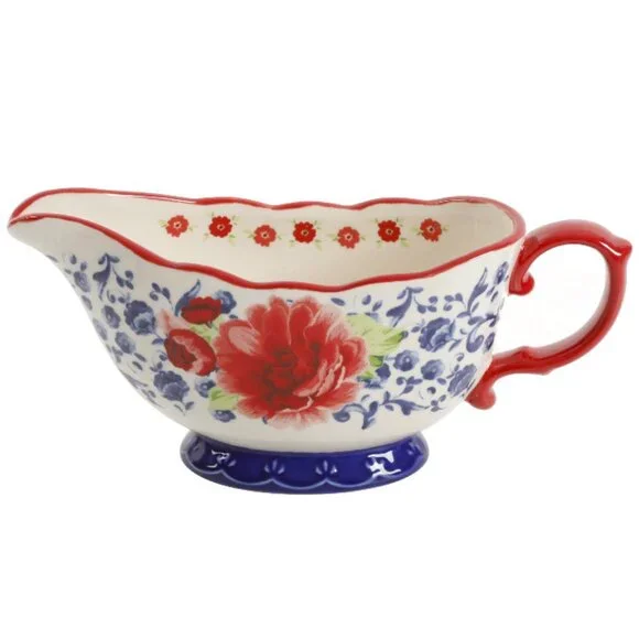 Pioneer Woman Butter Dish W Lid Gravy Boat Salt & Pepper Set 5pc Frontier Rose